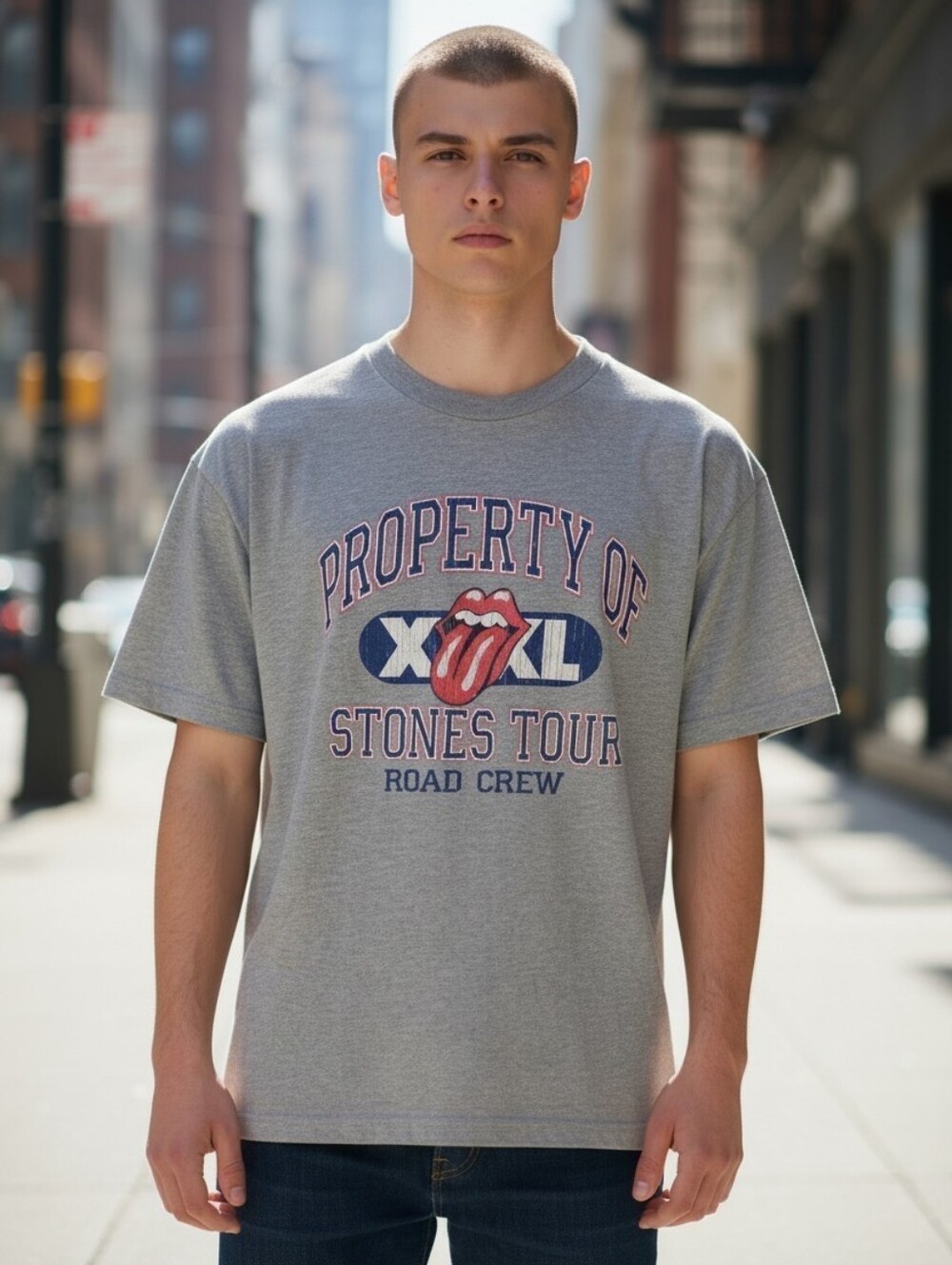Rolling Stones Men's Size Large  Property Of Stones Tour Road Crew Shirt AAA Tag